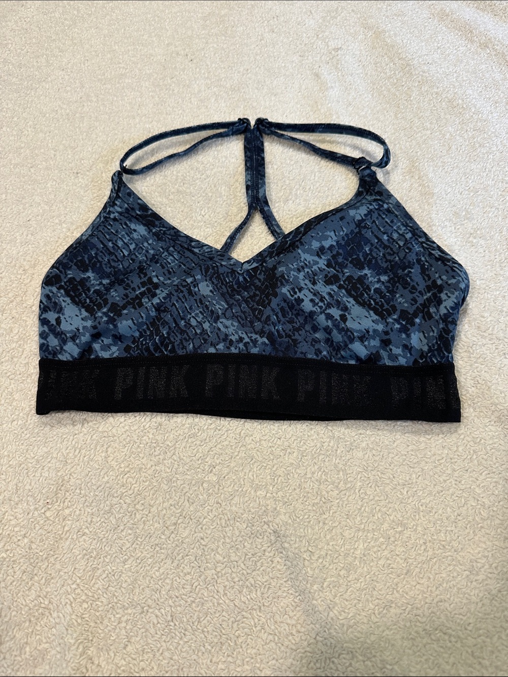 PINK Victoria's Secret Blue Snake-Print Halter Bralette size small